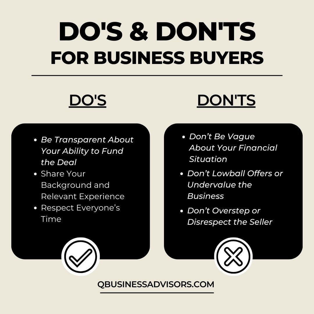 A graphic showing the do's and don't for business buyers